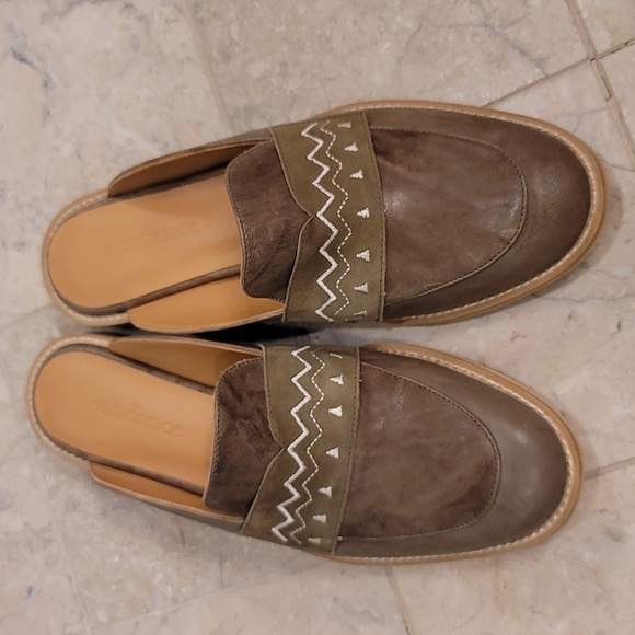 Sundance Olive Green Embroidered Leather Mule Slip-On Shoes - Size 36 = 5 1/2 - Picture 2 of 9